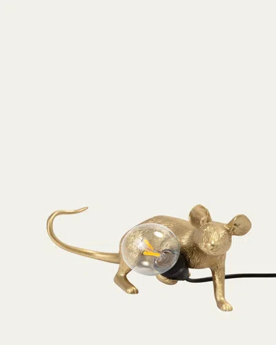 Seletti Lie Down Mouse 8" Usb Table Lamp In Gold