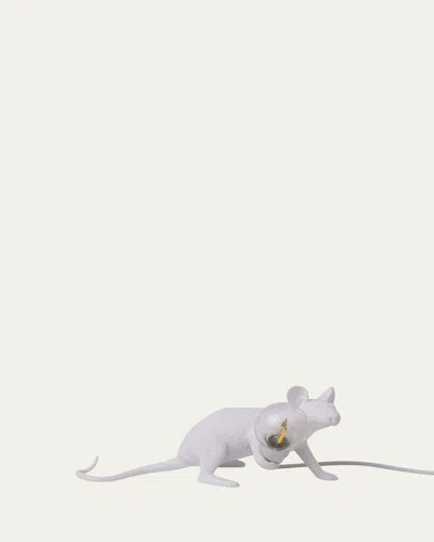 Seletti Lie Down Mouse 8" Usb Table Lamp In White