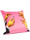 Seletti Lipstick Feather Cushion In Pink
