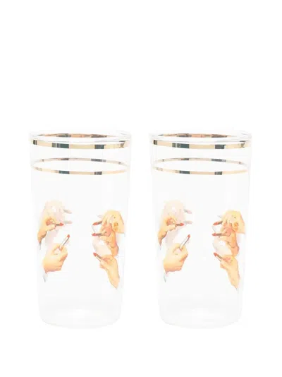 Seletti Lipsticks Glass Set In White