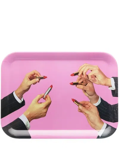 Seletti Lipsticks Toiler Paper Tray In Pink