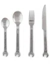 Seletti Machine Collection Slogan-engraved Cutlery (set Of Four) In Silver