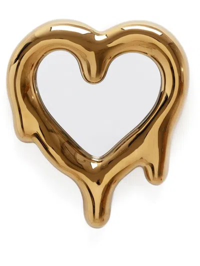 Seletti Gold-tone Melted Heart Photo Frame In Yellow