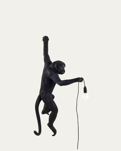 Seletti Monkey Left Hand Outdoor Hanging Wall Lamp In Black