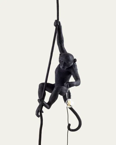 Seletti Monkey With Rope 30" Outdoor Pendant In Black