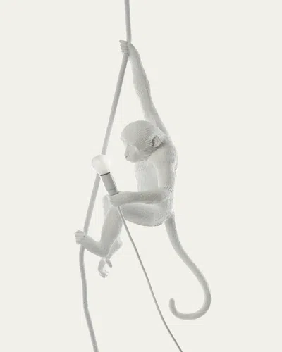 Seletti Monkey With Rope Outdoor Hanging Lamp In White