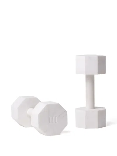 Seletti Octagonal Marble Dumbbell (set Of Two) In White