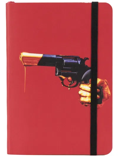 Seletti Pistol-print Notebook In Red