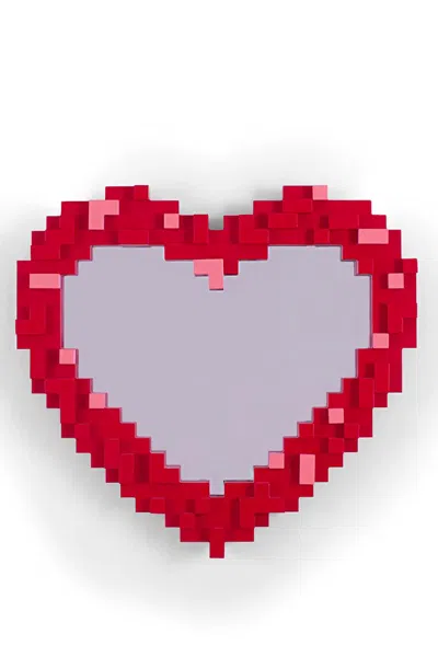 Seletti 'pixel Mirror - Heart' Mirror In Red