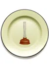 Seletti X Toiletpaper Plunger Enamel-plated Metal Plate 26cm In Green