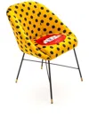 Seletti Wears Toiletpaper Sh*t-print Velvet Chair 50cm X 60cm In Yellow