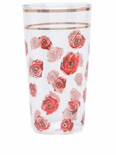 Seletti Rose Print Glass In White