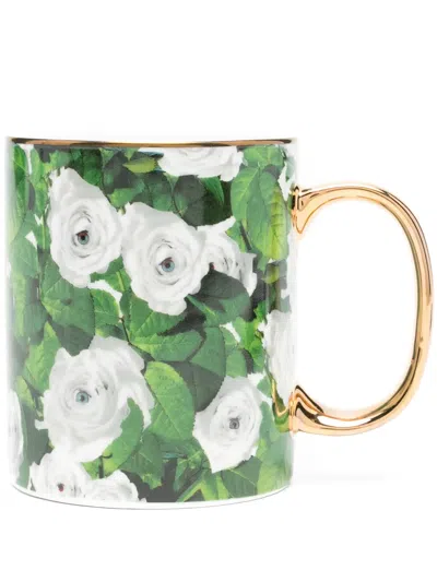 Seletti Roses Porcelain Mug In Green