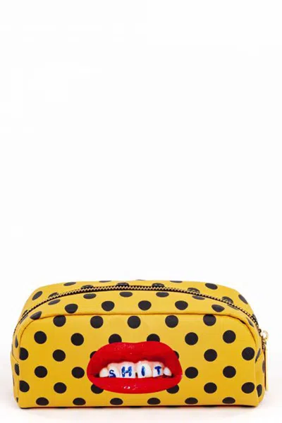 Seletti 'shit' Silk X Toiletpaper Beauty Bag In Yellow