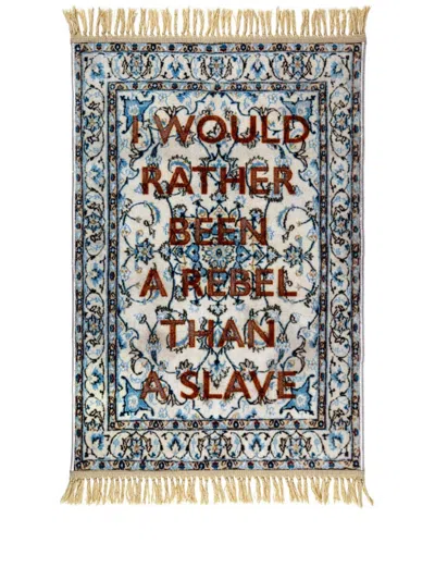 Seletti Slogan-print Burnt Carpet (120cm X 80cm) In Blue