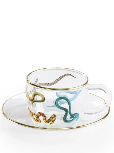Seletti Snake-print Coffee Cups (set Of Two) In White