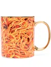 Seletti Spaghetti Porcelain Mug In Orange