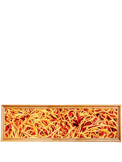 Seletti Spaghetti-print Rectangular Mat In Multicolour