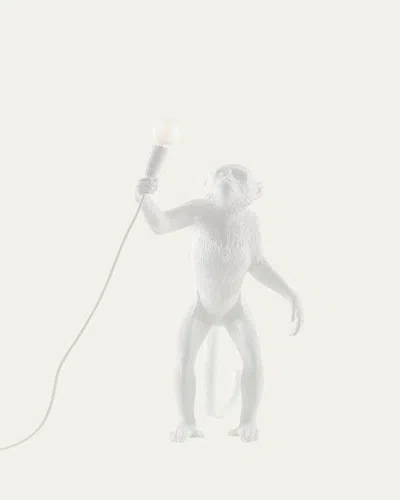 Seletti Standing Monkey 21" Outdoor Table Lamp In White