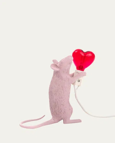 Seletti Standing Mouse Love Edition 6" Table Lamp In Pink