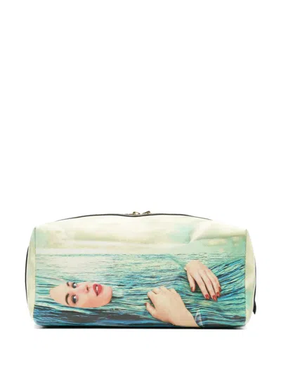 Seletti Toilerpaper Seagirl Wash Bag In Blue