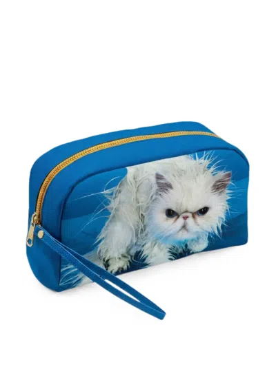 Seletti Toiletpaper Angry Cat Kulturbeutel In Blue