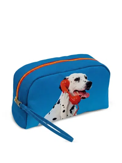 Seletti Toiletpaper Dog Call Center Kulturbeutel In Blue