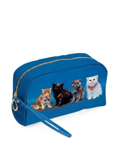 Seletti Toiletpaper Kitty Gang Kulturbeutel Mit Print In Blue