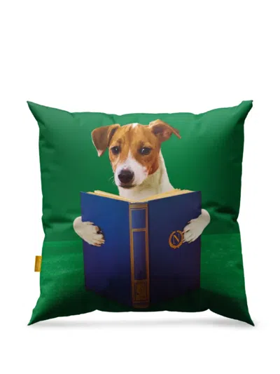 Seletti Toiletpaper Nerdy Dog Cushion In Green