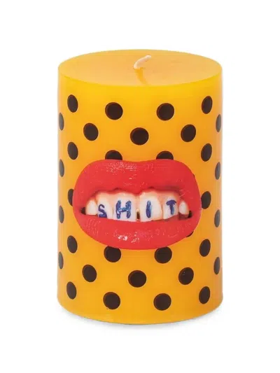 Seletti Toiletpaper Polka-dot Candle In Yellow