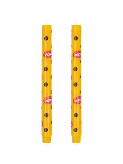Seletti Toiletpaper Polka-dot Stem Candles In Yellow