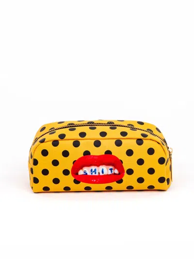 Seletti "toiletpaper" Printed Pouch Cm 20.5 X 7 H 9 Shit In Yellow