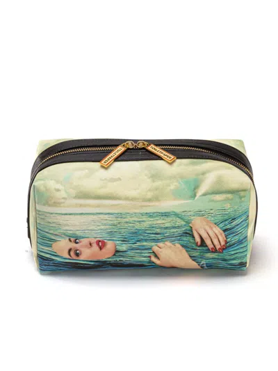 Seletti "toiletpaper" Printed Washbag Cm 25.5 X 12.5 X 12 Sea Girl In Multi