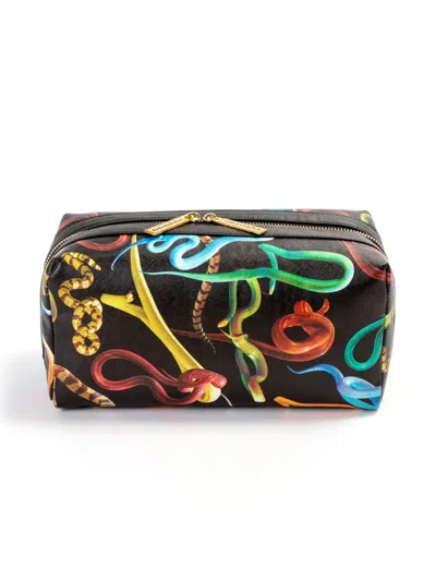 Seletti "toiletpaper" Printed Washbag Cm 25.5 X 12.5 X 12 Snakes In Multi