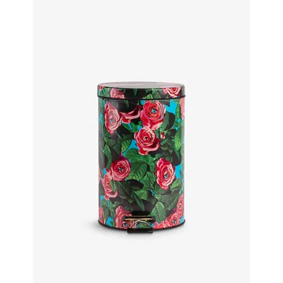 Seletti Toiletpaper Roses Graphic-print Metal Bin 12l In Green