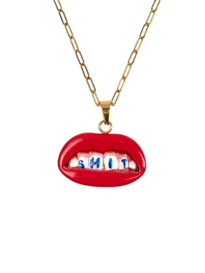Seletti "toiletpaper Shit" Pendant Necklace Stainless Steel Mm 25 In Red