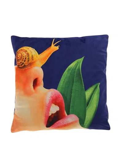 Seletti Toiletpaper Snail Cushion In Blue