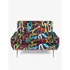 Seletti Toiletpaper Snake-print Two-seater Woven Sofa 122cm