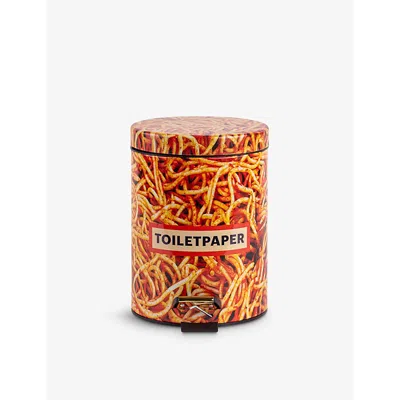 Seletti Toiletpaper Spaghetti Graphic-print Metal Bin 5l In Yellow