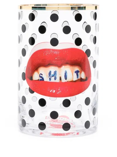 Seletti Toitetpaper Lips-print Vase In Black