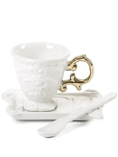 Seletti Wares Embossed-baroque Coffee Cups (set Of Two) In White