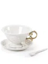 Seletti Wares Embossed-baroque Tea Cups (set Of Two) In White