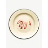 Seletti Wears Toiletpaper Fingers Enamel Plate 26cm In Beige