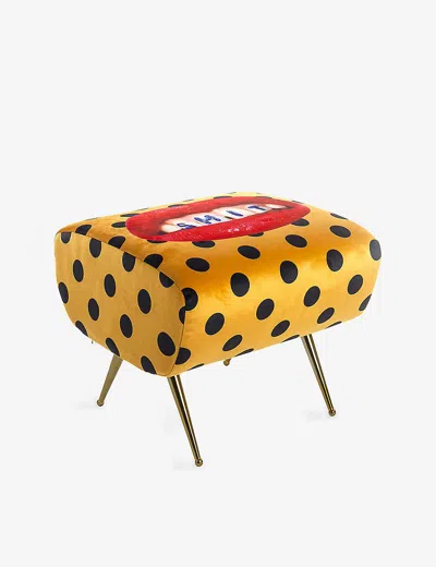 Seletti Wears Toiletpaper Sh*t-print Woven Stool 42cm In Yellow