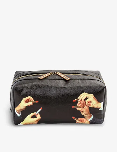 Seletti Wears Toiletpaper Lipstick-print Canvas Wash Bag