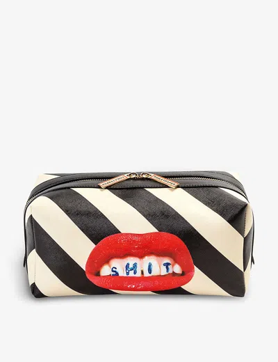 SELETTI WOMENS SELETTI WEARS TOILETPAPER LIPSTICK-PRINT CANVAS WASH BAG,50230144
