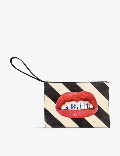 Seletti Womens  Wears Toiletpaper Sh*t Printed Canvas Pouch