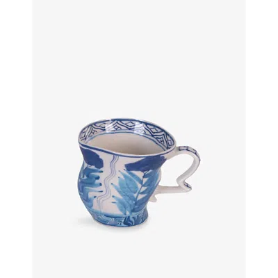 Seletti X Diesel Living Classics On Acid Sake Flower Porcelain Mug 11.5cm In Blue