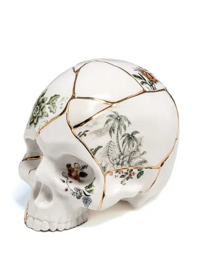 Seletti X Marcantonio Raimondi Malerba Kintsugi Porcelain Skull In White