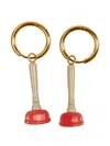 Seletti X Toiletpaper Dangling Sink Plunger Earrings In Gold